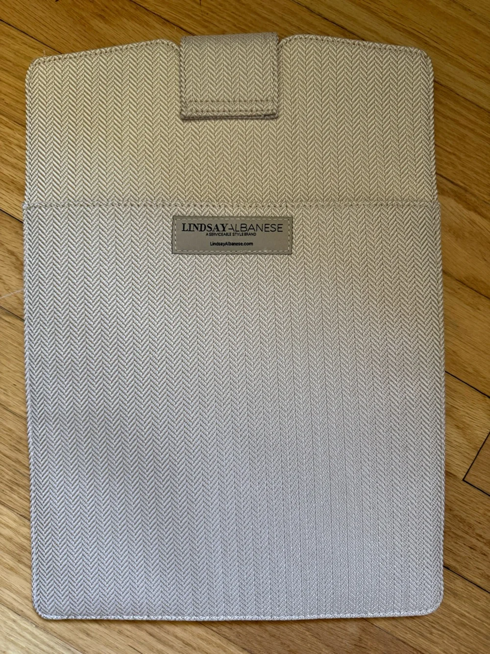 Lindsay Albanese Neutral Herringbone Laptop Case